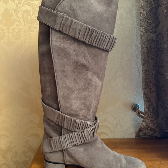 TE CASAN NY Limited Edition Beige Suede Knee-High Boots Size EU 39/ US 8.5 - Picture 5 of 9